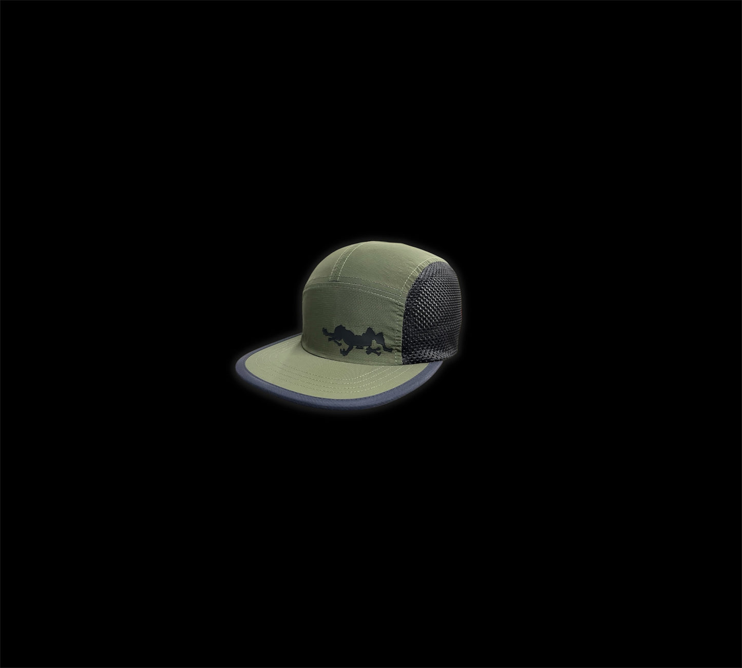 BONELESS SKELE NYLON MESH CAMPER HAT (OS) ~ OLIVE/BLACK ~