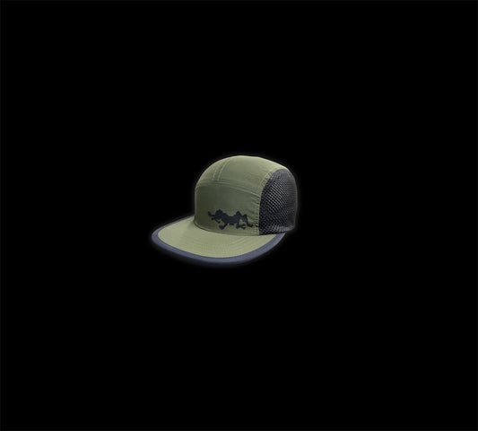 BONELESS SKELE NYLON MESH CAMPER HAT (OS) ~ OLIVE/BLACK ~