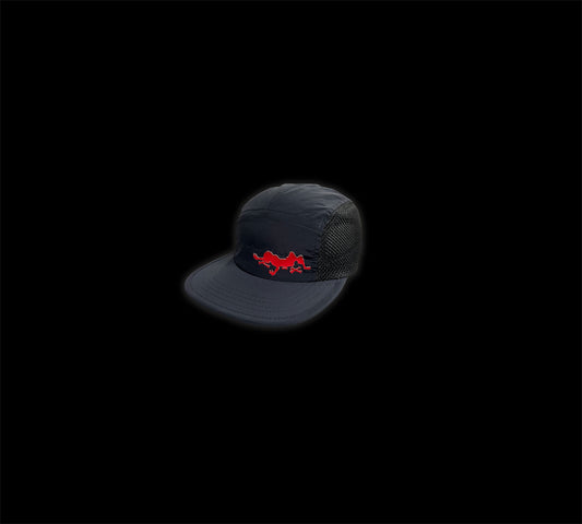 BONELESS SKELE NYLON MESH CAMPER HAT (OS) ~ BLACK/RED ~