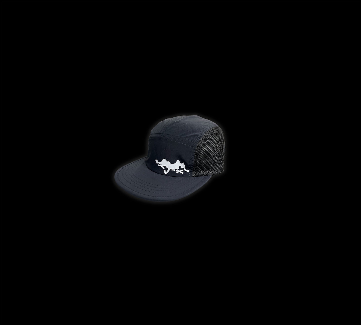 BONELESS SKELE NYLON MESH CAMPER HAT (OS) ~ BLACK/WHITE ~