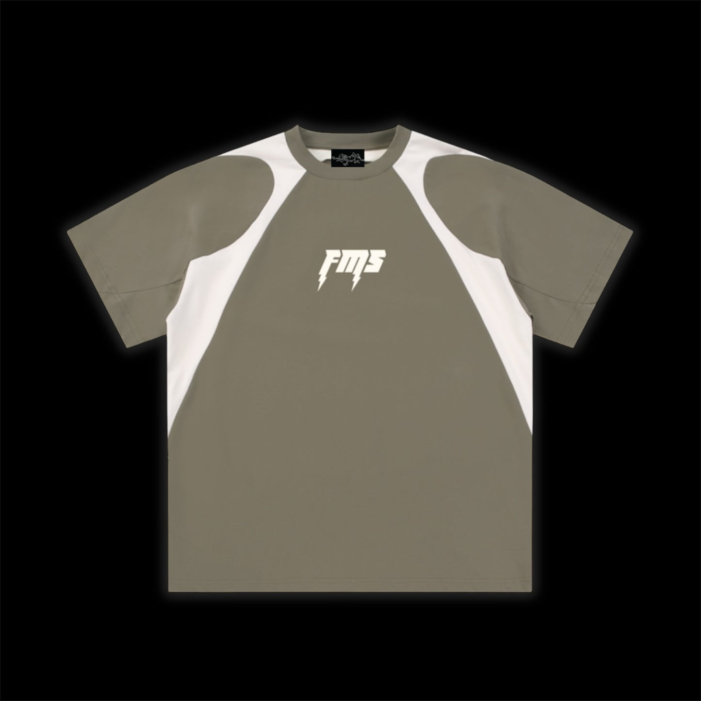 FMS CONTRAST PANEL TEE ~ GREY COFFEE & WHITE ~