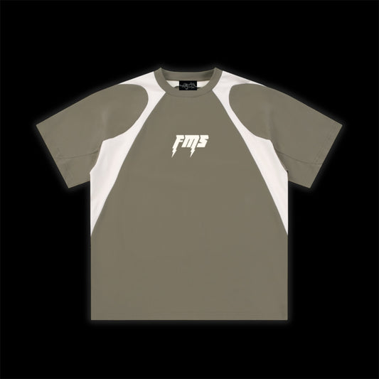 FMS CONTRAST PANEL TEE ~ GREY COFFEE & WHITE ~