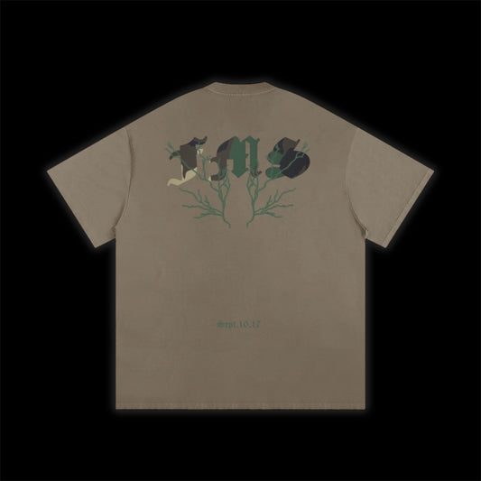 BONELESS SKELETON CAMO LOOSE TEE ~ GREY COFFEE ~