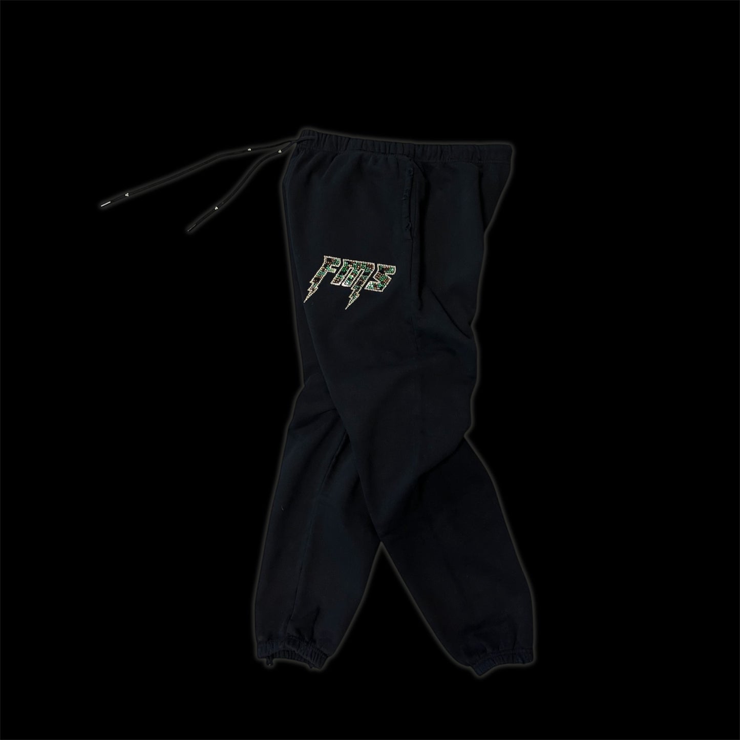 FMS CAMO SWAROVSKI  RHINESTONE DISTRESSED SWEATSUIT ~ BLACK ~